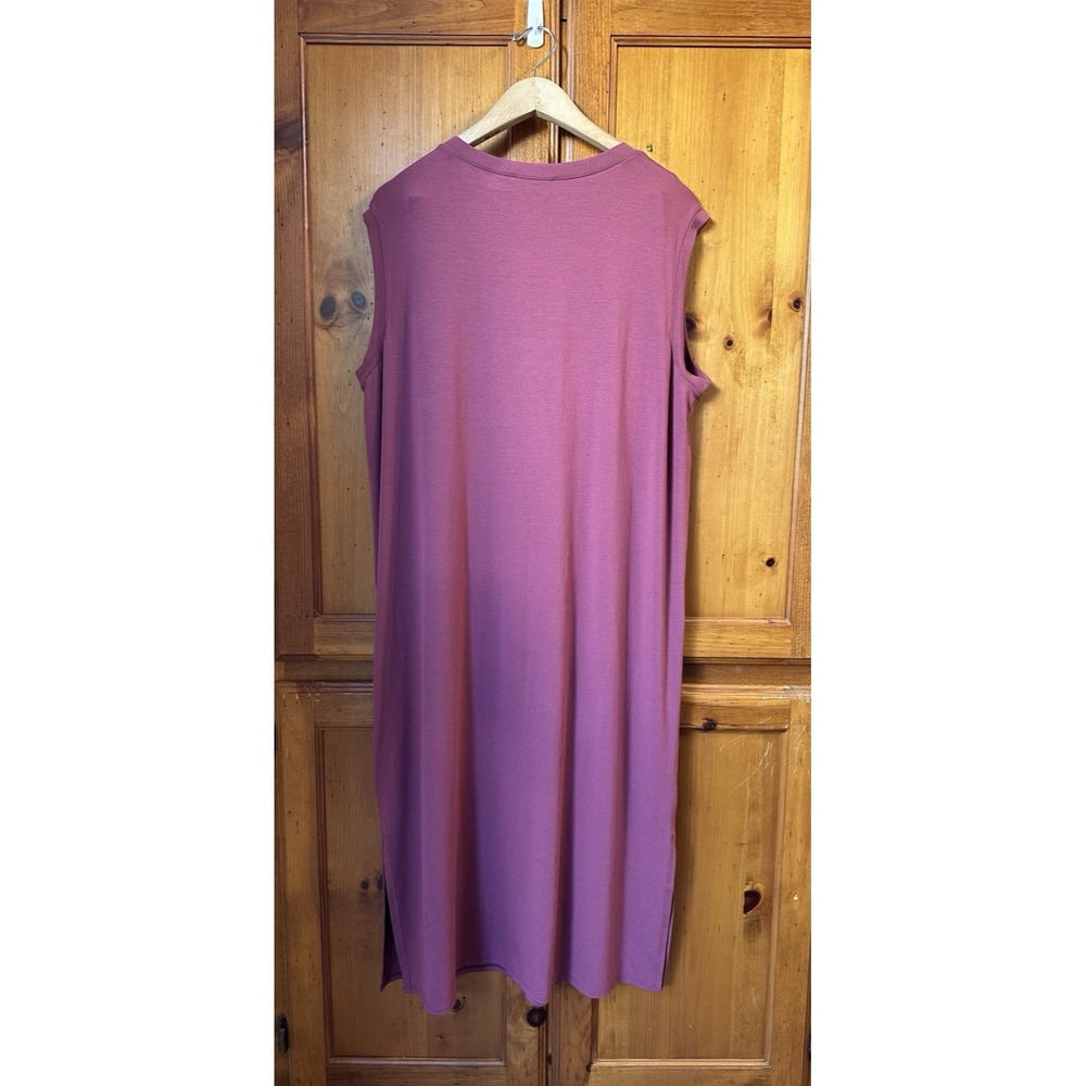 Eileen Fisher Dress Viscose Jersey Sleeveless Tank Top Side Slits Red Women's L - Picture 6 of 8